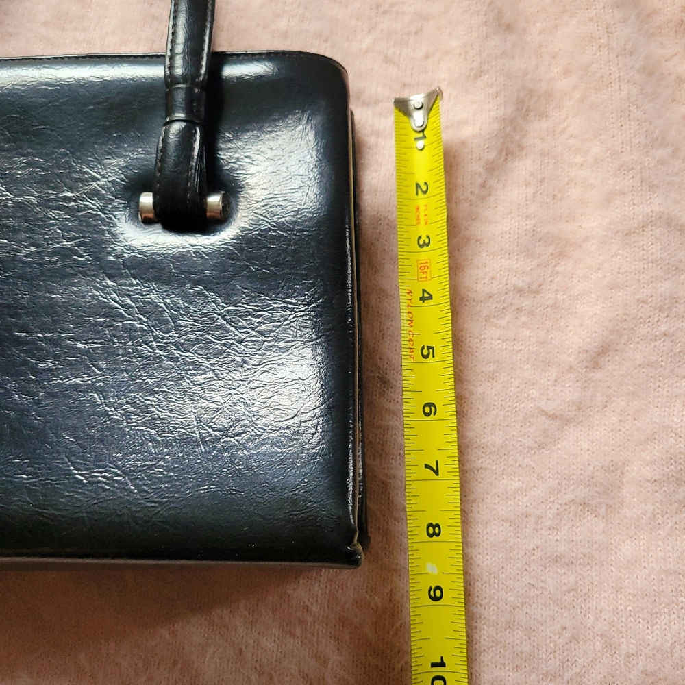 Vintage Black Structured Shoulder Bag - Picture 7 of 8